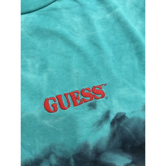 GUESS Originals T-Shirt Men's Size Medium Teal Tie Dye Short Sleeve EUC - Picture 2 of 8
